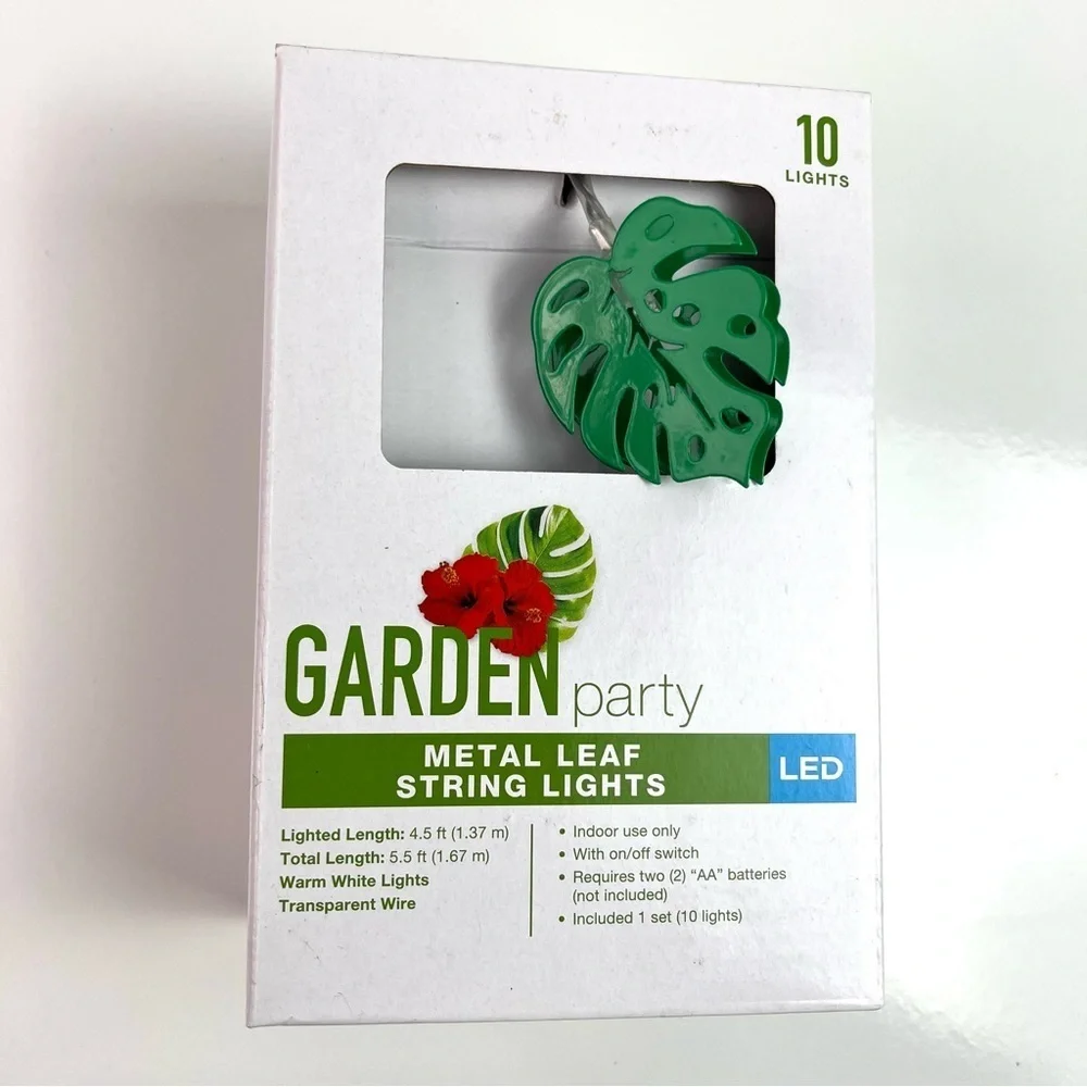 Garden Party Leaf LED String Light Set 5.5 feet Indoor Decorative Lights New